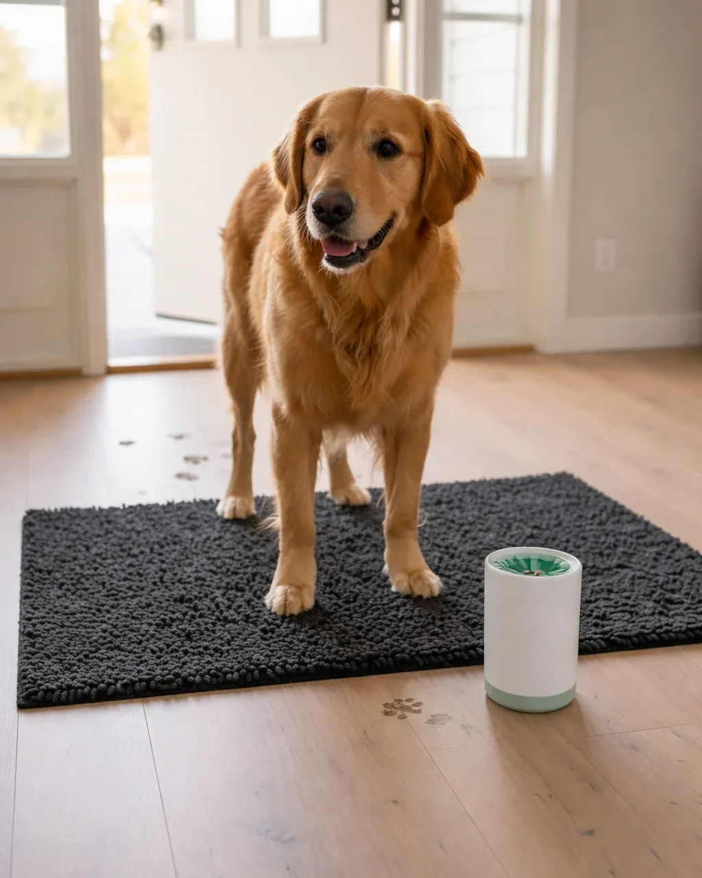 The Entry & Exit Set — paw cleaning in action