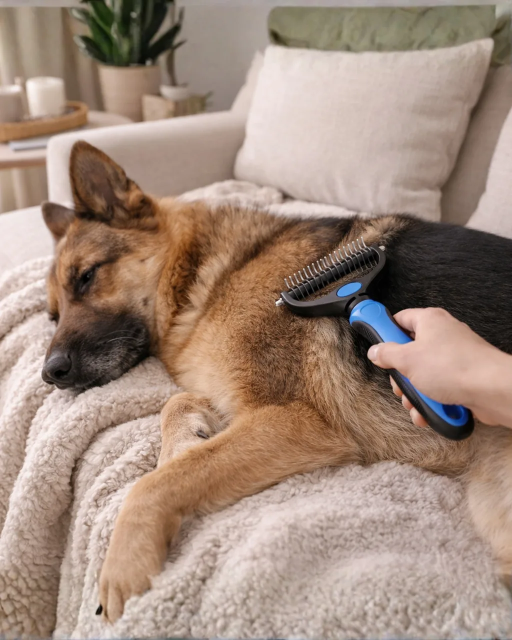Grooming a German Shepherd with The Grooming Rake